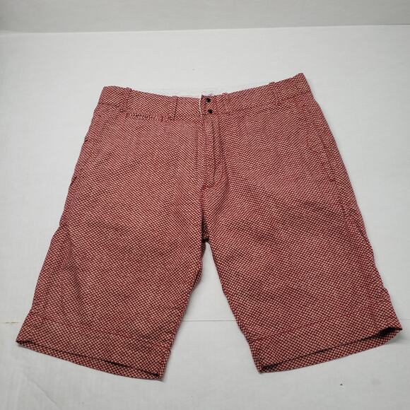Garbstore Chino Shorts Mens 32 Red Pattern 10" Luxury Cotton Summer Japan London - Picture 1 of 16